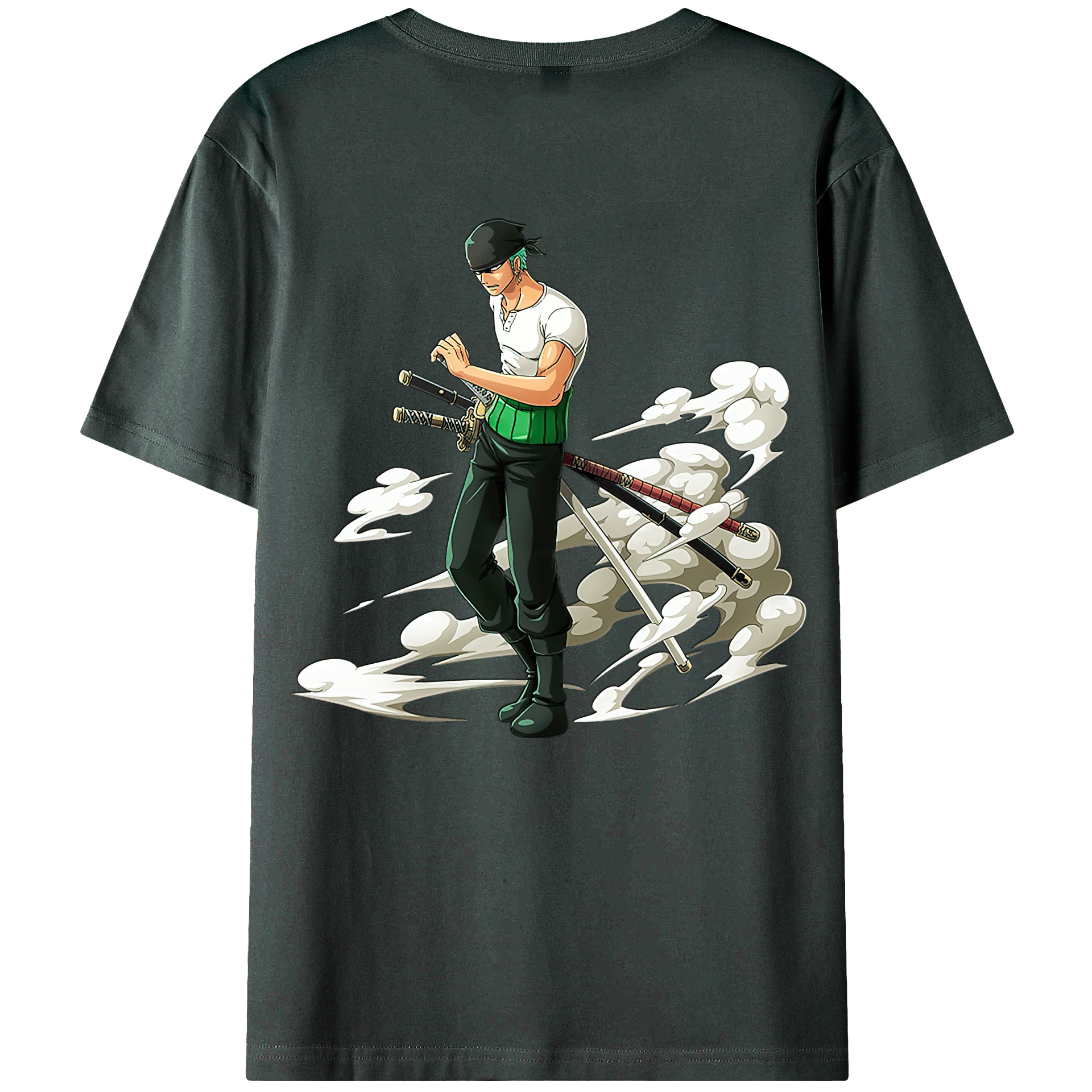 ワンピース ロロノア・ゾロ ONE PIECE Roronoa Zoro 綿100％ メンズ半袖Tシャツ（バックプリント） 通気性